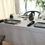 Chemin de table Natif Blanc et Argent 48x150 cm